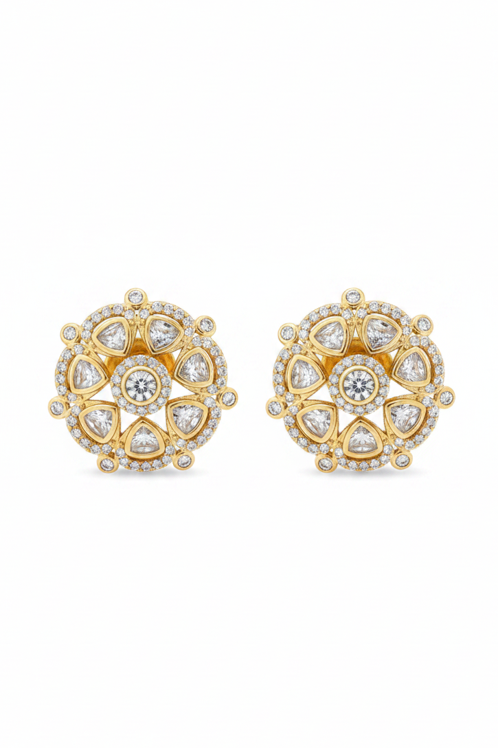 Gold Polki Studs