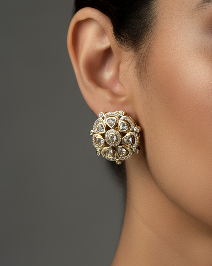 Gold Polki Studs